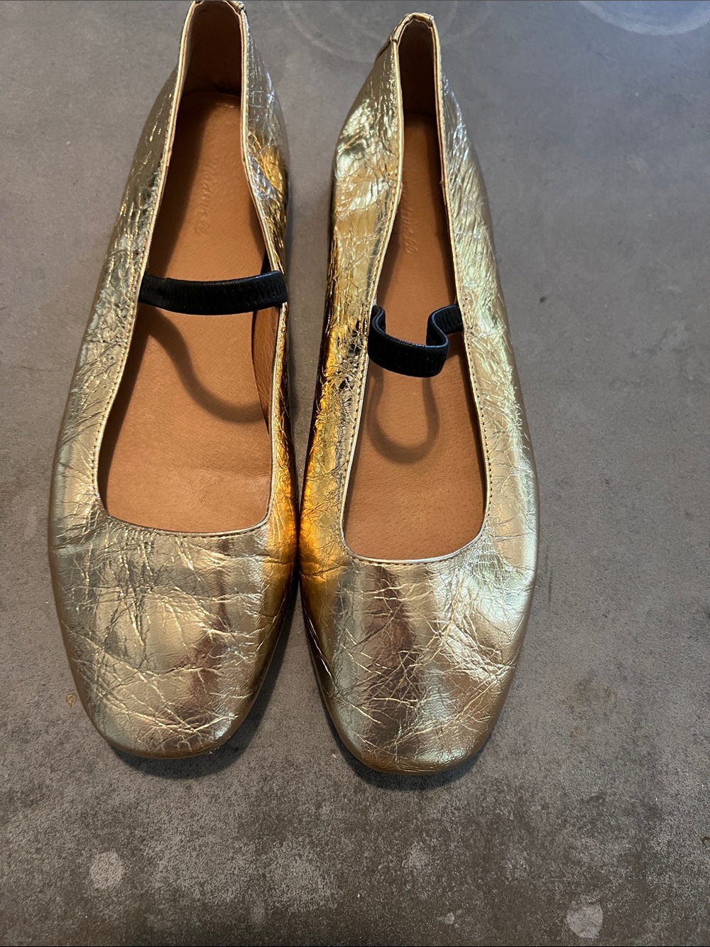 Madewell- Gold Ballet Flat with Elastic Strap